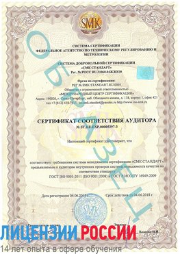 Образец сертификата соответствия аудитора №ST.RU.EXP.00005397-3 Увельский Сертификат ISO/TS 16949